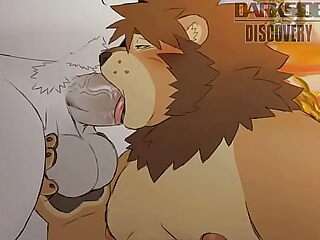 Furry bear gets a sloppy deepthroat from his nimble lover.